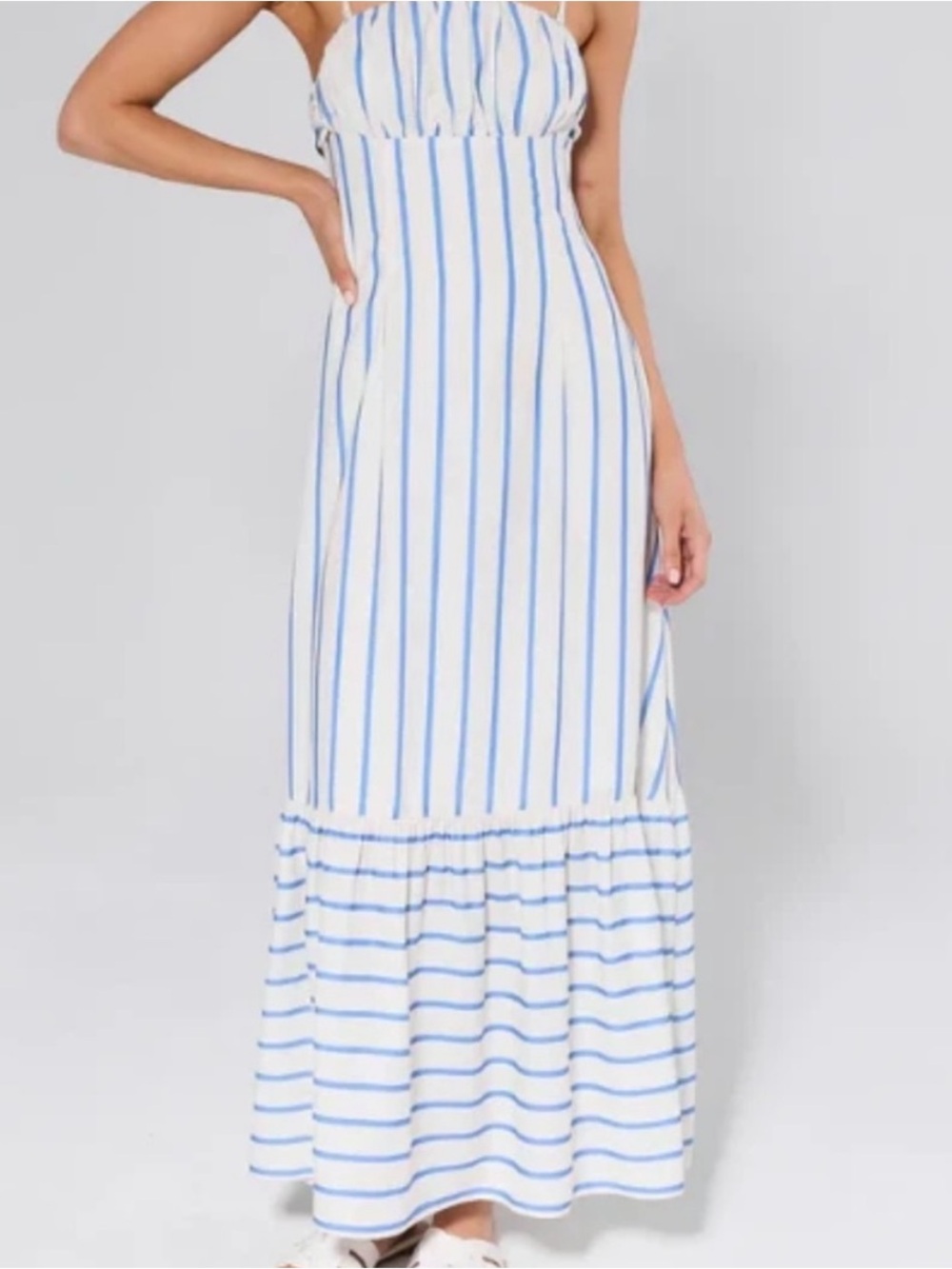 Ava & Viv White and Blue Strapless Maxi Dress
